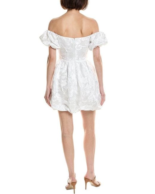 Astr White Off Shoulder Bubble Hem Mini Dress