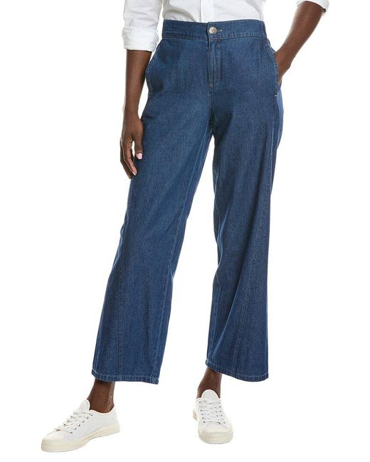 Anne Klein Blue Chambray Wide Leg Pant