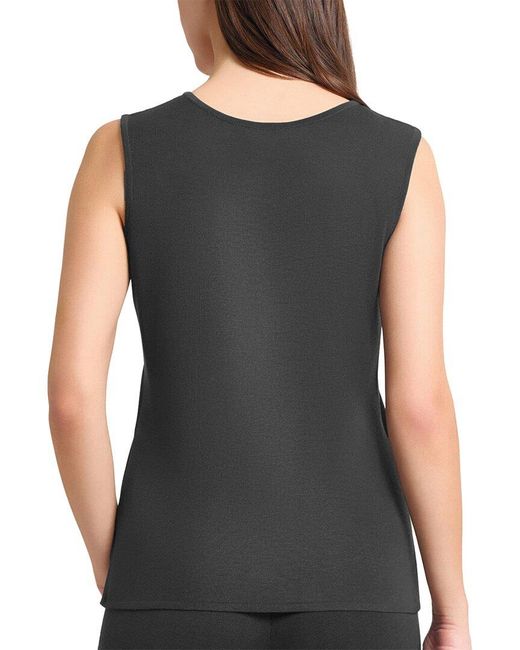Ming Wang Black Mid-Length Scoop Neck Knit Tank
