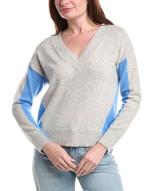 Isla Blue June Colorblock Cashmere Top