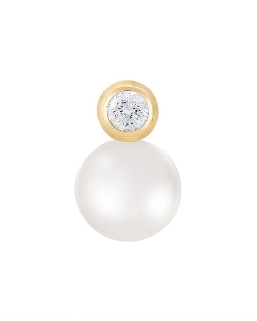 Splendid White 14K 0.07 Ct. Tw. Diamond & 7-7.5Mm Pearl Pendant