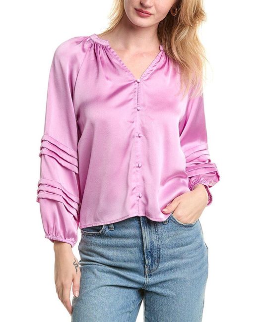 1.STATE Pink Pintuck Blouse