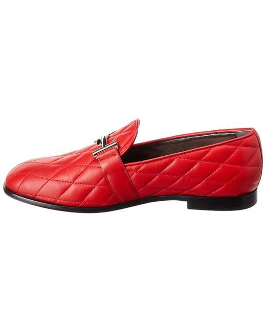 Tod's Red Double T Quilted Leather Loafer