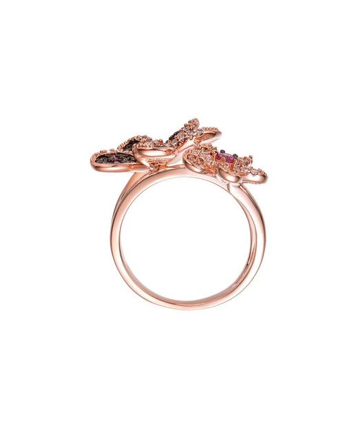 Genevive Jewelry Pink 18k Rose Gold Vermeil Cz Floral Ring