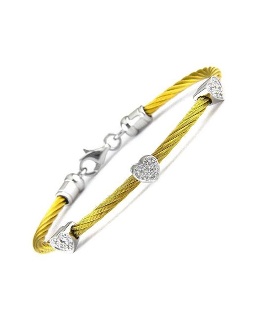 Monary Metallic Steel 0.05 Ct. Tw. Diamond Heart Bangle Bracelet