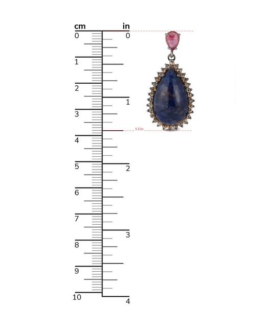 Banji Jewelry Blue Silver 1.41 Ct. Tw. Diamond & Gemstone Drop Earrings