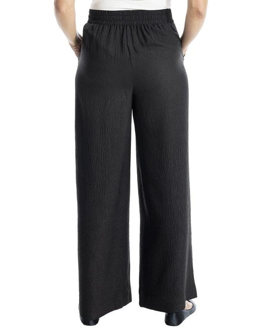 Max Studio Black Texture Woven Pleated Wide Leg Pant