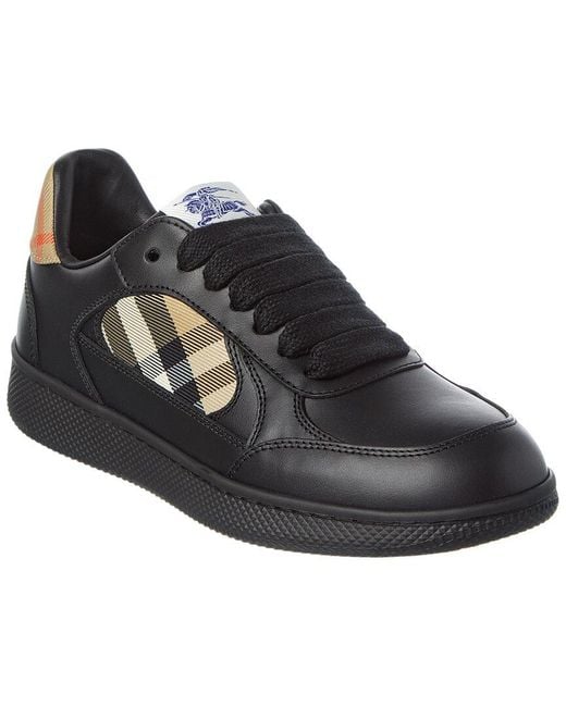 Burberry Black Check Terrace Leather Sneaker