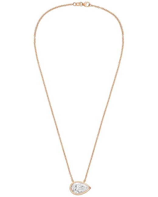 Diana M Metallic Diana M. 14K Rose 7.00 Ct. Tw. Lab-Grown Diamond Solitaire Bezel Pendant