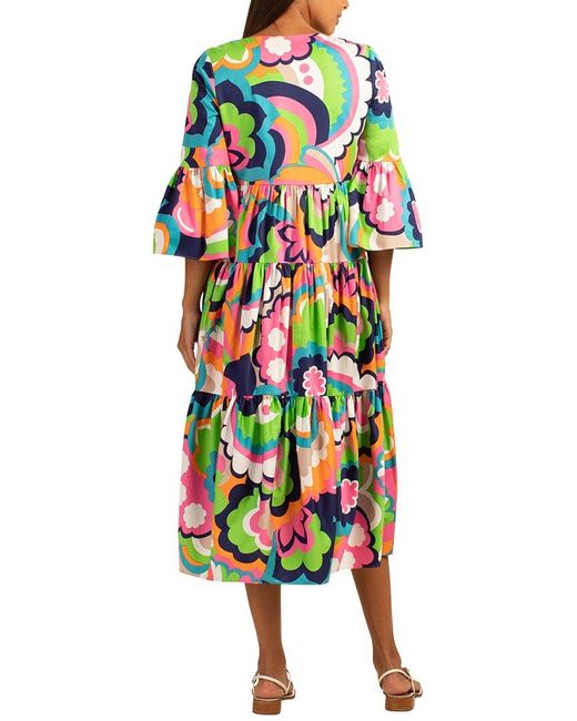Trina Turk Multicolor Oversized Flower Midi Dress