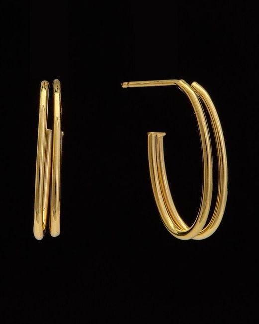 Italian Gold Black 14k Double Oval Hoops