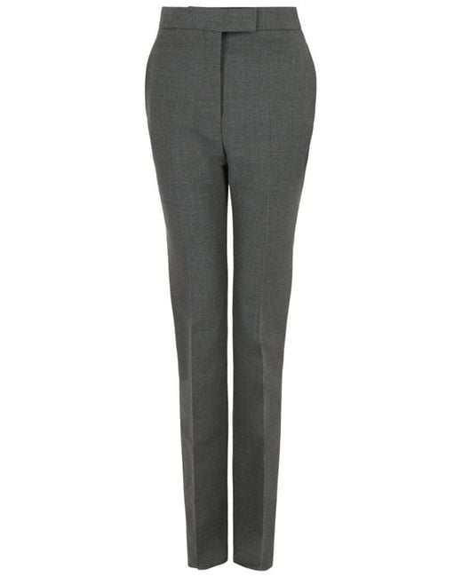 Ferragamo Gray Straight Leg Wool Trouser