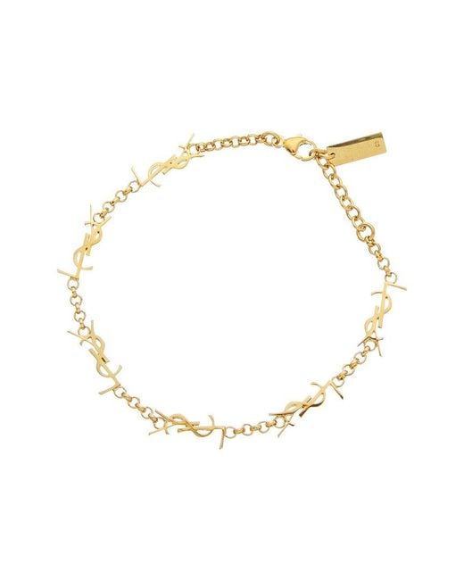 Saint Laurent Metallic Cassandre Multi-charm Bracelet