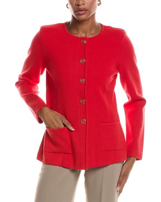 St. John Red Milano Knit Jacket