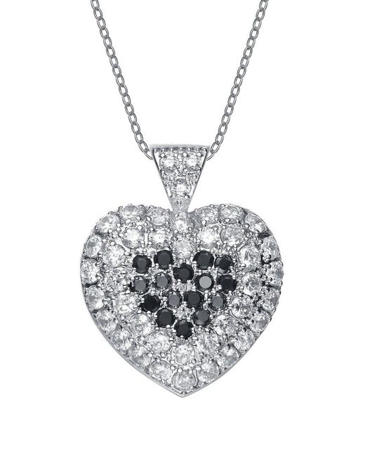 Genevive Jewelry White Silver Cz Heart Pendant