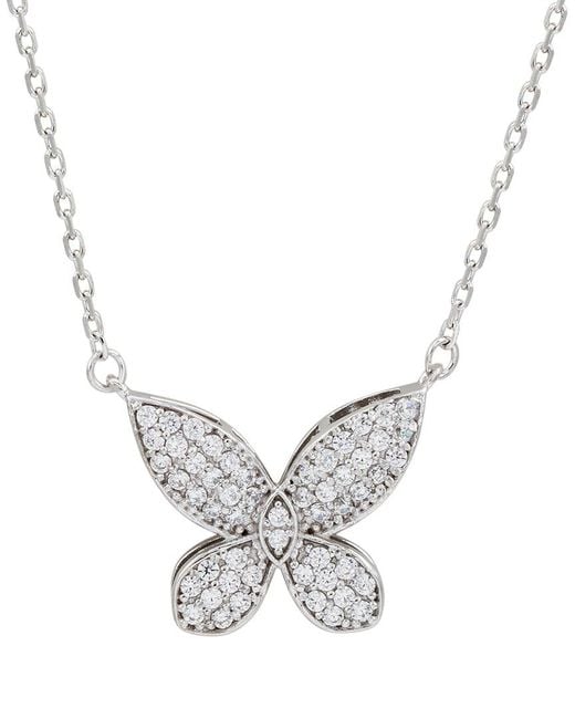 Suzy Levian CZ Jewelry Metallic Suzy Levian Cz Butterfly Necklace