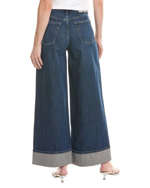 Rag & Bone Blue Sofie High-Rise Dawn Jewel Ankle Wide Leg Jean