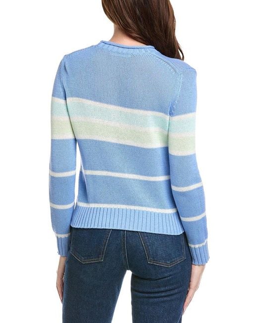 Hannah Rose Blue Tessa Colorful Stripe Cashmere-Blend Sweater
