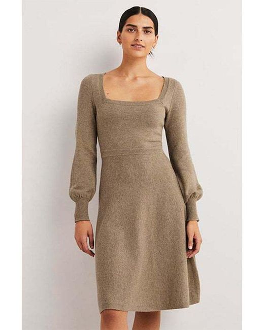 Boden Natural Square Neck Knit Wool & Alpaca-blend Dress