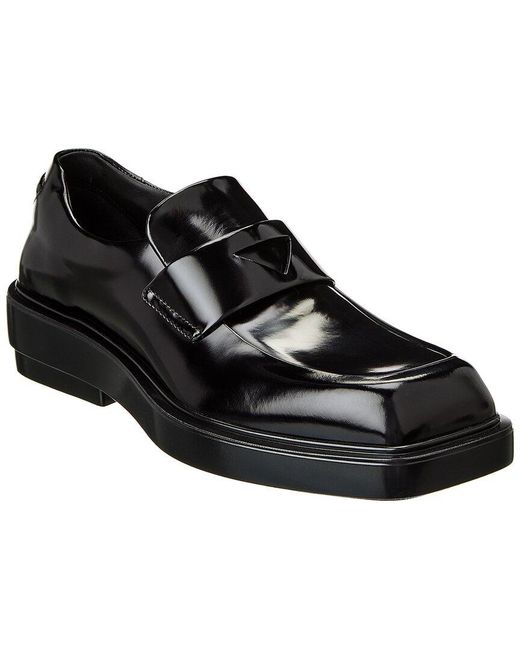 Prada Black Brushed Leather Loafer
