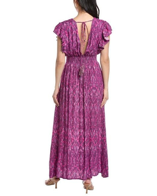 Tiare Hawaii Purple Dahlia Maxi Dress Naturals