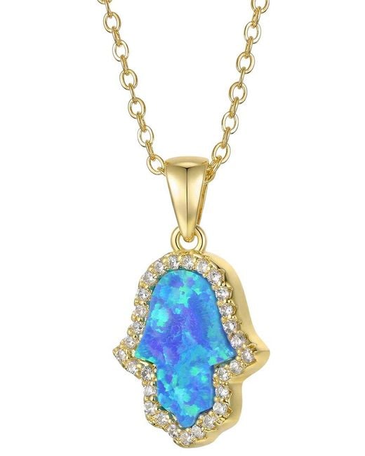 Genevive Jewelry Blue Rachel Glauber 14K Plated Cz Pendant Necklace
