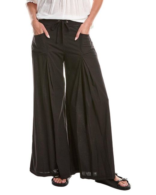 XCVI Black Zorba Linen-Blend Wide Leg Pant