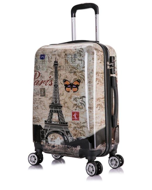 InUSA White Paris Prints Lightweight Hardside Spinner 20 Inch