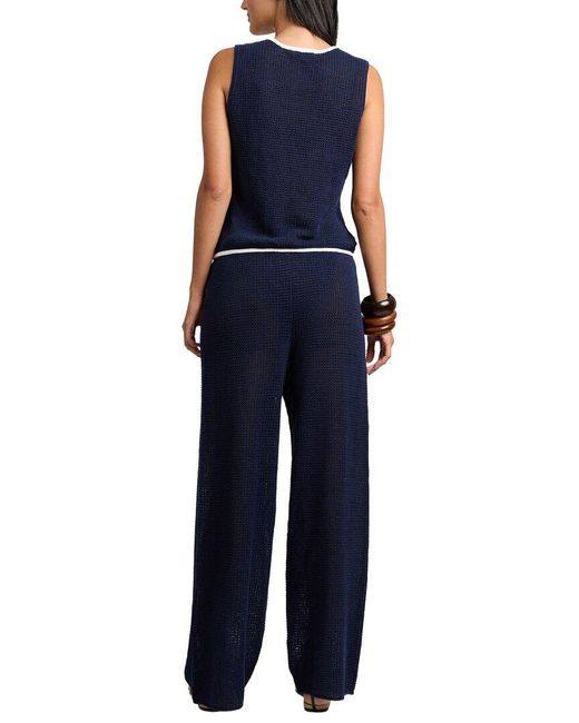 Onia Blue Linen Tie Front Tank