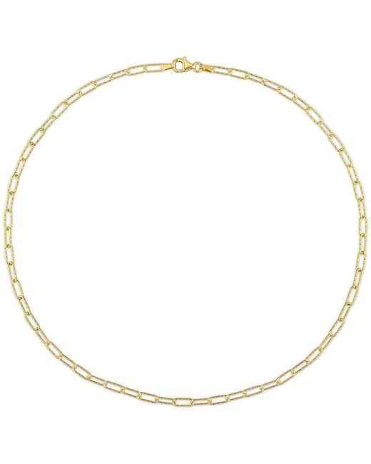 Italian Silver Metallic 18K Over Fancy Paperclip Chain Necklace