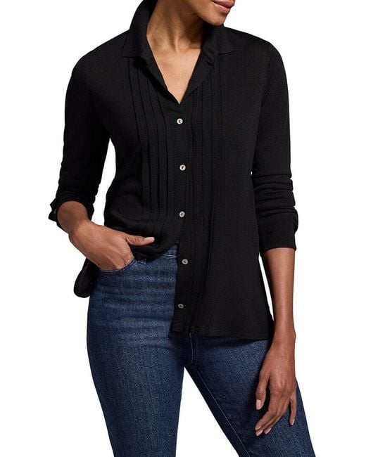 NIC+ZOE Black Drapey Tencel Tucked Sweater
