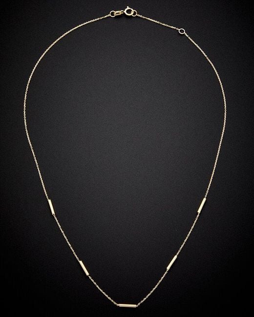 Italian Gold Black 14K Tube Station Necklace