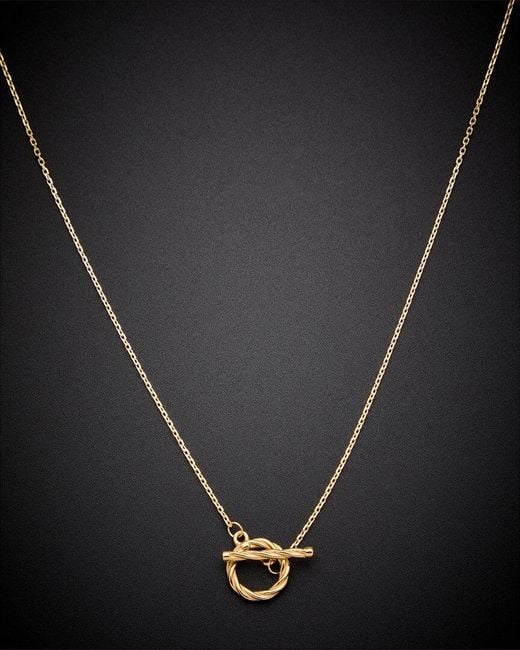 Italian Gold Black 14K Twist Toggle Lariat Necklace