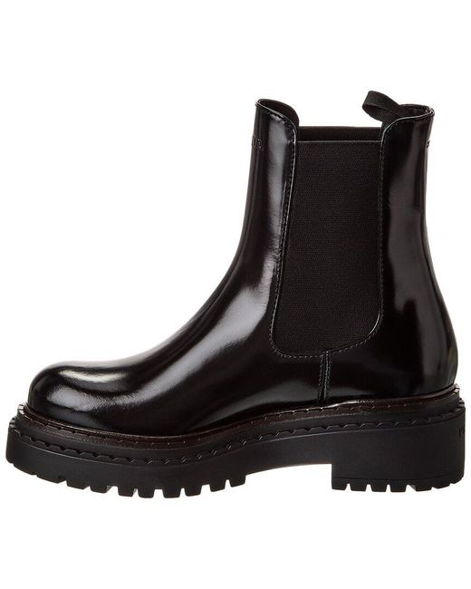 Prada Black Logo Leather Chelsea Boot