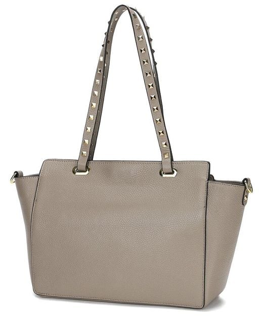 Tiffany & Fred Paris Gray Grained Leather Tote