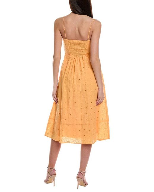 Line & Dot Yellow Trixie Floral Midi Dress
