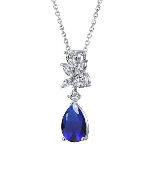 Rachel Glauber Blue Diamond Cz Chain Necklace