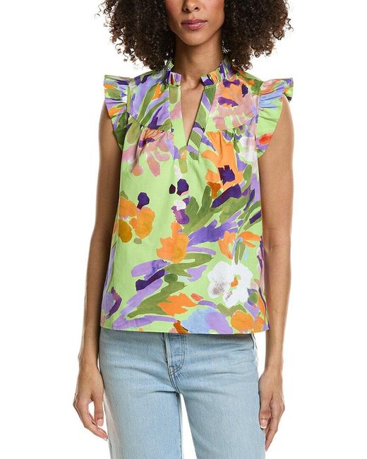 tyler boe White Piper Linen-Blend Top