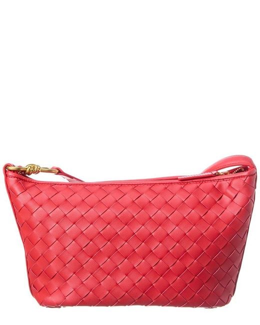 Tiffany & Fred Paris Red Woven Sheepskin Leather Crossbody