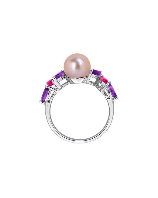Rina Limor Pink 1.00 Ct. Tw. Gemstone & 8-8.5Mm Pearl Ring