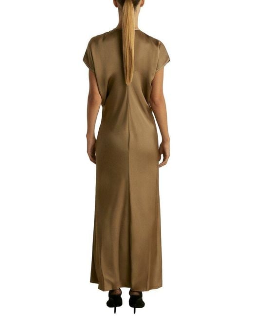 Reiss Brown Kora Satin Dress