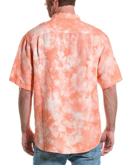 Tommy Bahama Orange Poolside Tie-dye Linen-blend Shirt for men