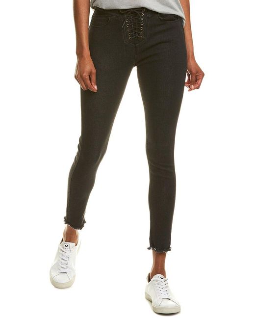 Gracia Black Lace-up Skinny Leg Jean