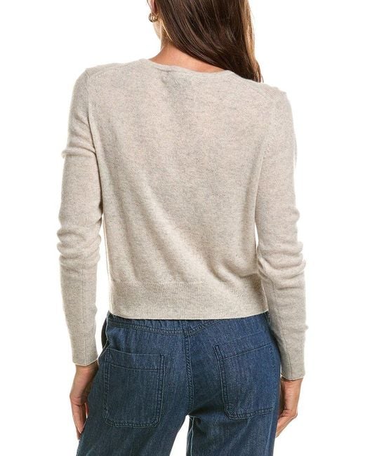 Forte Gray Basic Cropped Button 100% Cashmere Cardigan