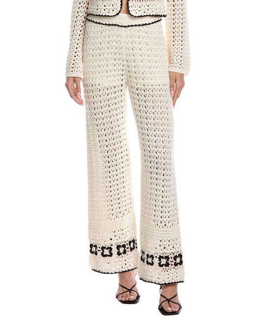 Vintage Havana White Crochet Floral Wide Leg Pant