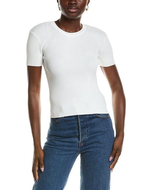 Tahari White Ribbed Top