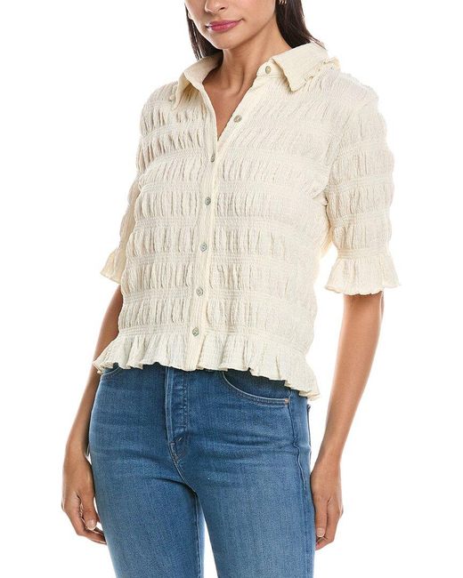Nanette Lepore White Ruffle Shirt
