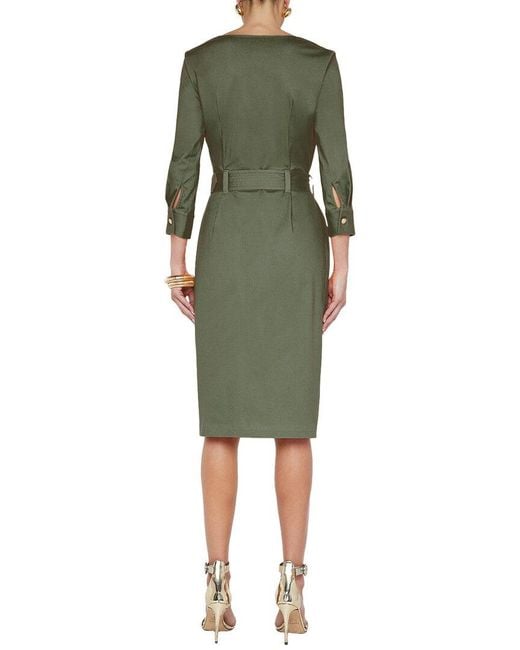 L'Agence Green Bordeaux 3/4 Sleeve Midi Dress