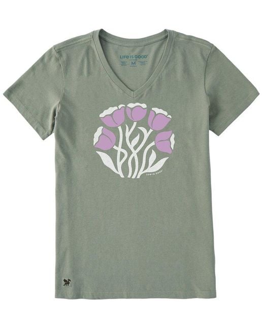 Life Is Good. Green Crusher V-Neck T-Shirt