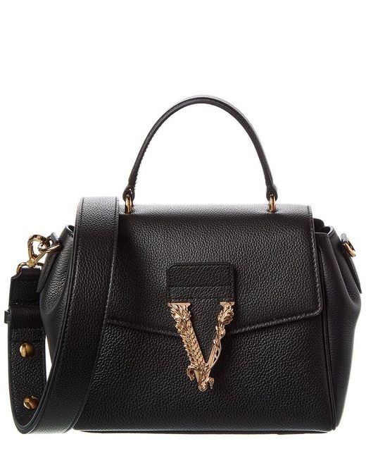 Versace Black Dnu Cost Virtus Leather Satchel